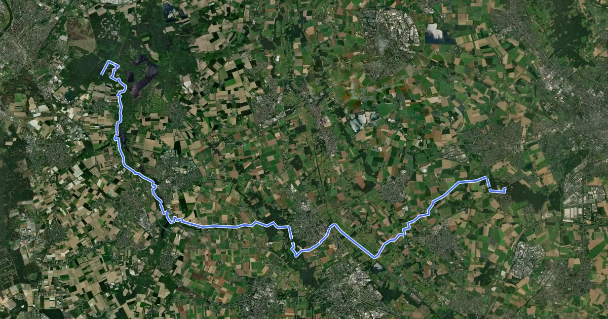Маршрут X9 Rhein-Maas-Weg на спутниковом снимке