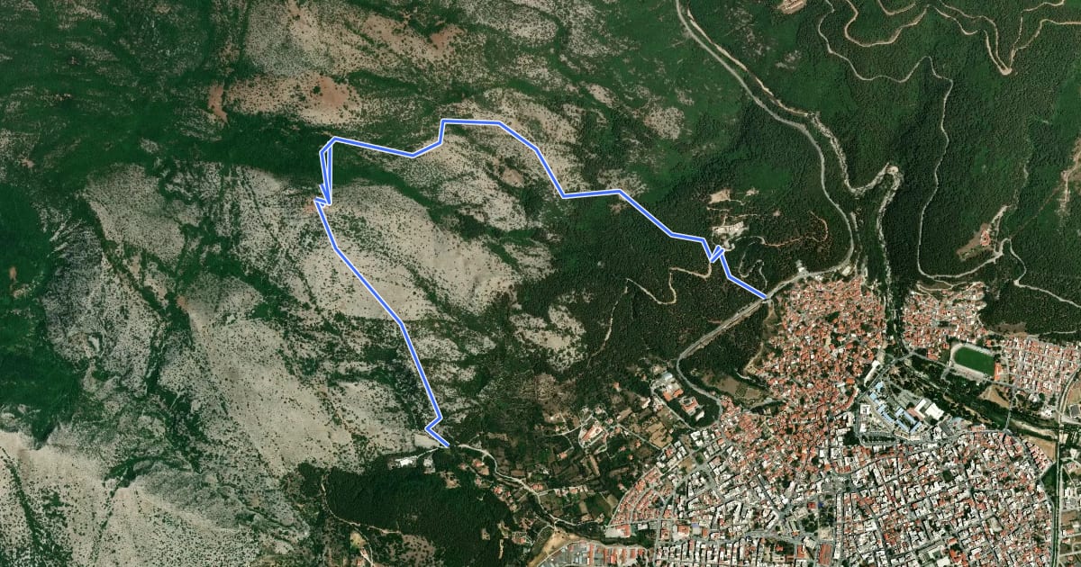 Маршрут Xanthi Avgo Circular Trail на спутниковом снимке