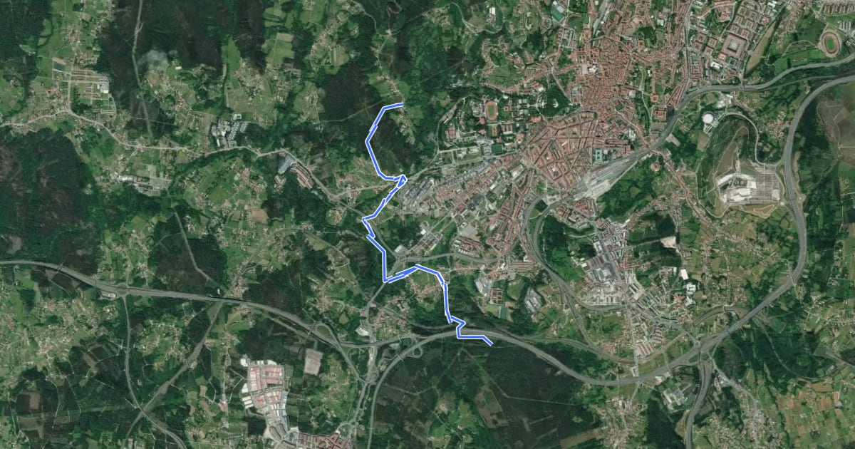 Маршрут Xiro dos Montes 05 Monte de Vidán - Monte de Conxo на спутниковом снимке