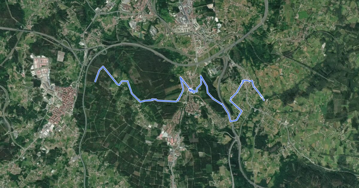 Маршрут Xiro Grande dos Montes 09 Monte da Curuxeira - Ermida de Santa Lucía на спутниковом снимке
