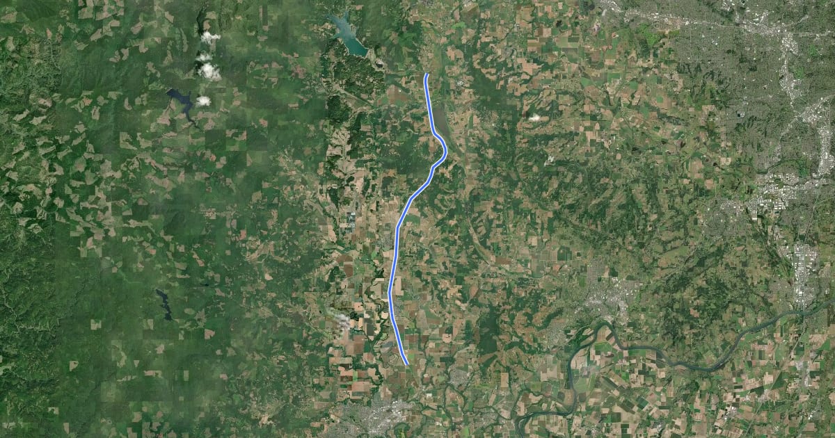 Маршрут Yamhelas Westsider Trail (proposed) на спутниковом снимке