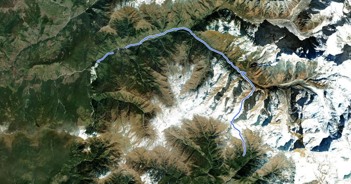 Маршрут Yamunotri to Sankri на спутниковом снимке