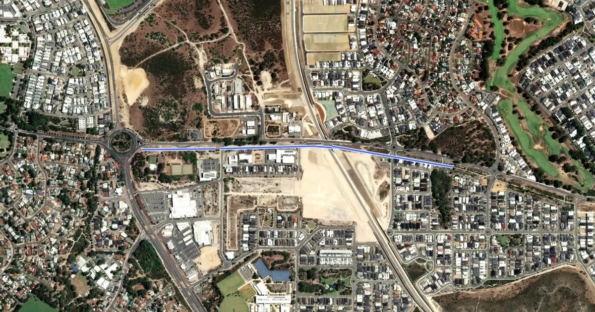 Маршрут Yanchep Beach Road PSP на спутниковом снимке