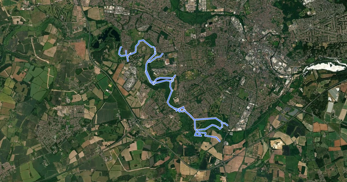 Маршрут Yare Valley Walk на спутниковом снимке
