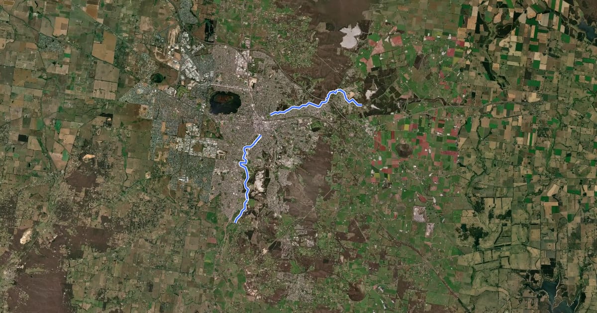 Маршрут Yarrowee River Trail на спутниковом снимке