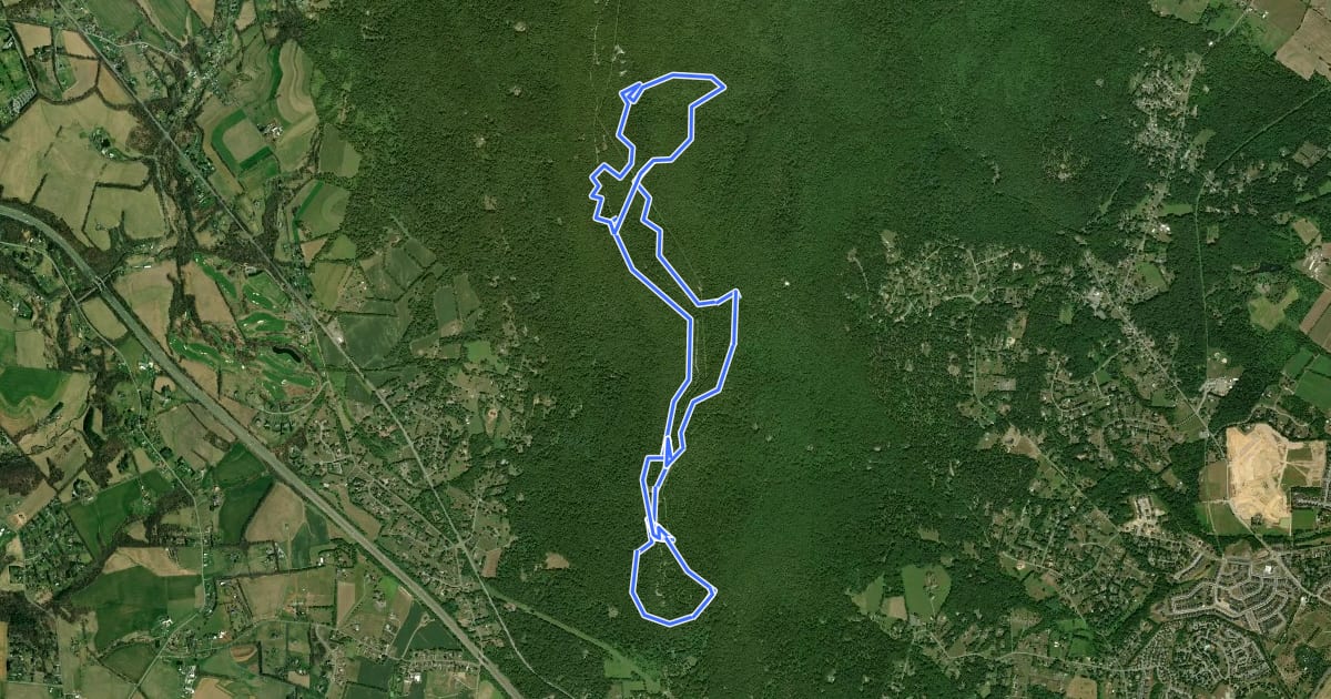 Маршрут Yellow Poplar Trail на спутниковом снимке
