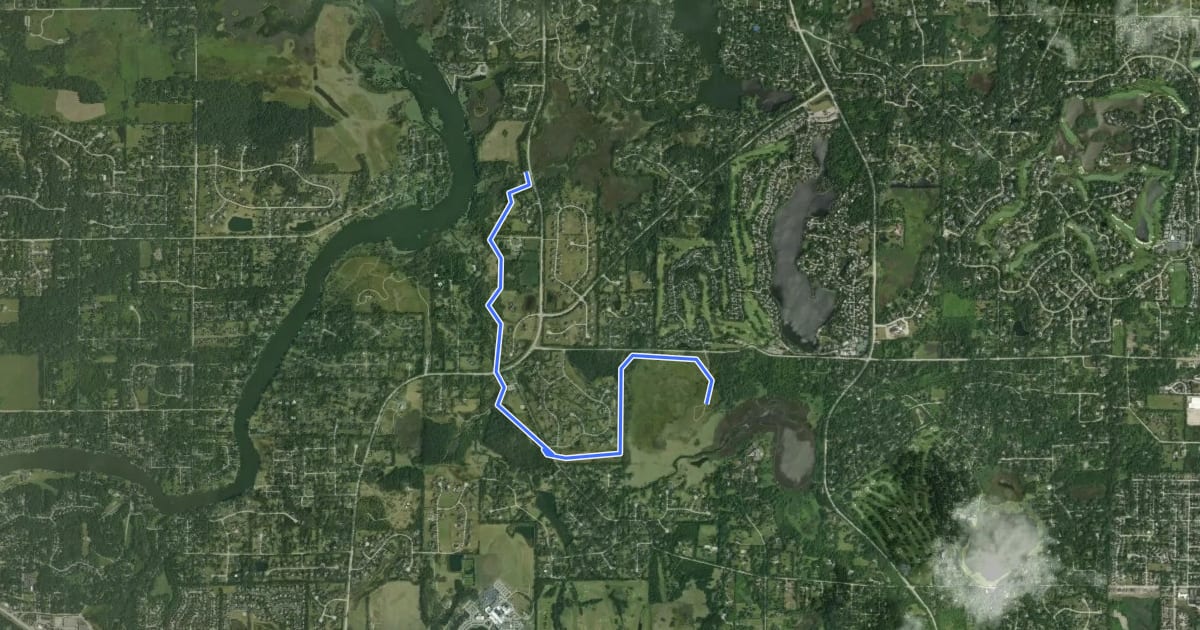 Маршрут Yellow Trail @ Grassy Lake Forest Preserve на спутниковом снимке