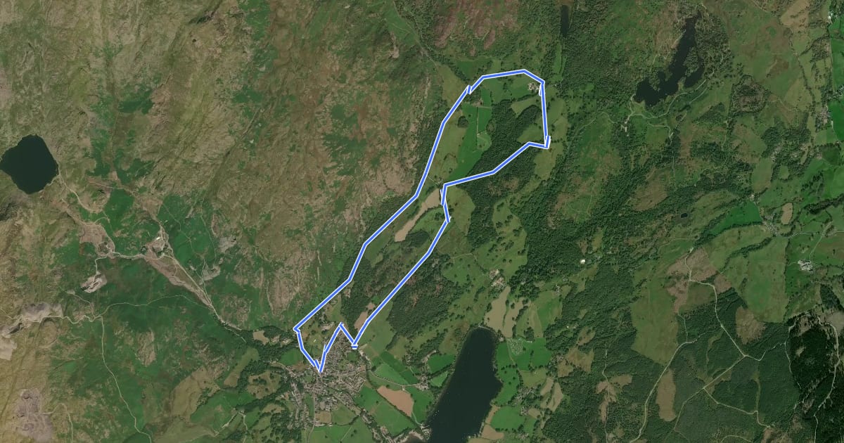 Маршрут Yewdale Valley walk, Tarn Hows and Coniston на спутниковом снимке
