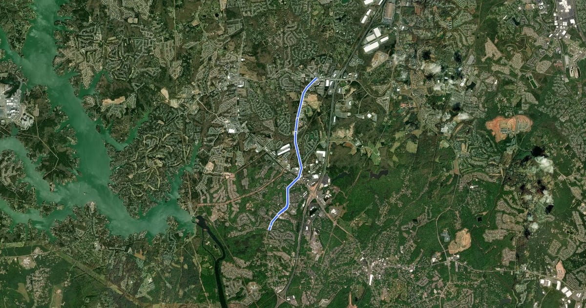 Маршрут York County Bike Route 4B на спутниковом снимке