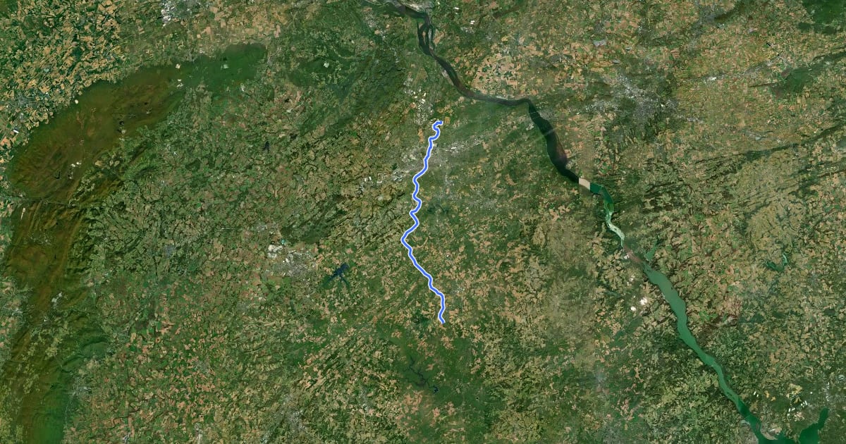 Маршрут York County Heritage Rail Trail на спутниковом снимке