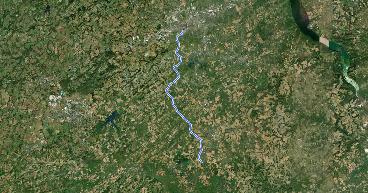 Маршрут York County Rail Trail на спутниковом снимке