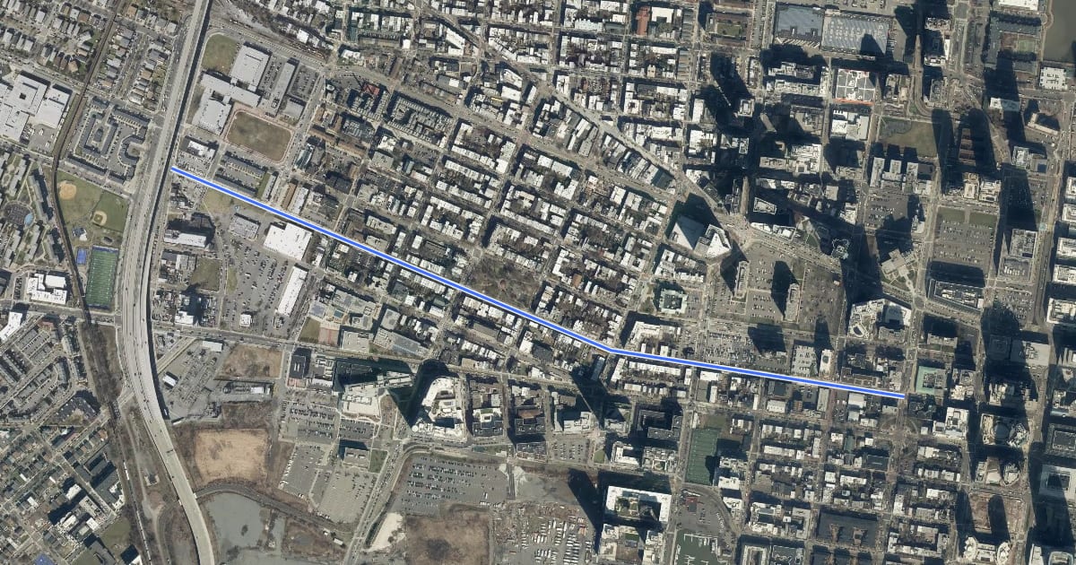 Маршрут York Street на спутниковом снимке