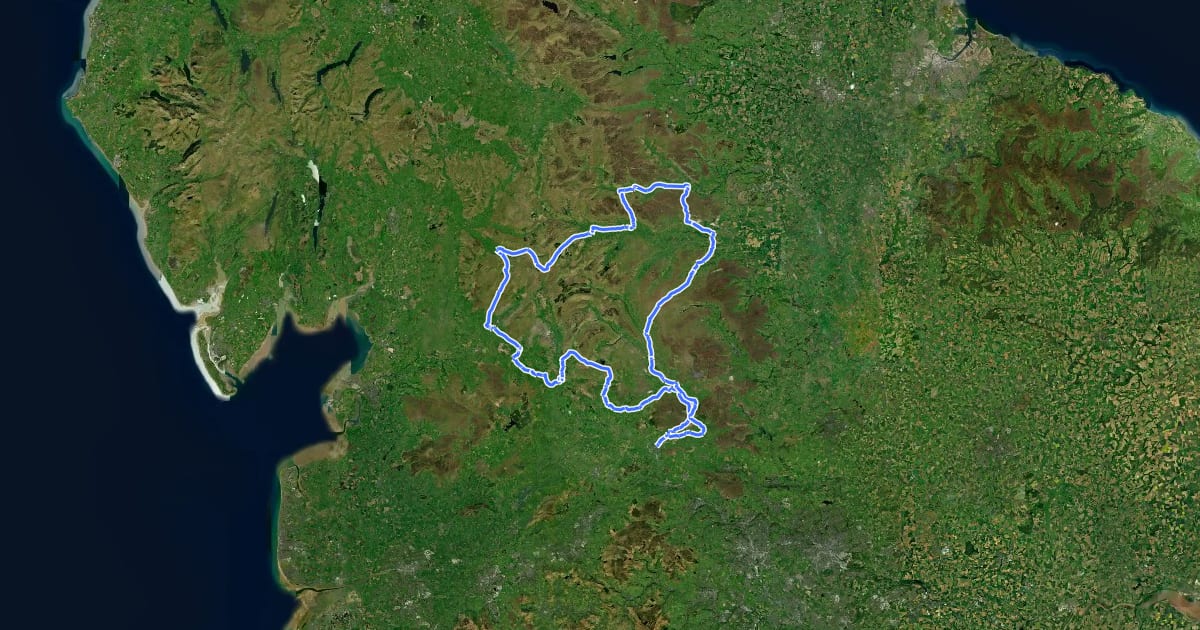 Маршрут Yorkshire Dales Cycleway на спутниковом снимке