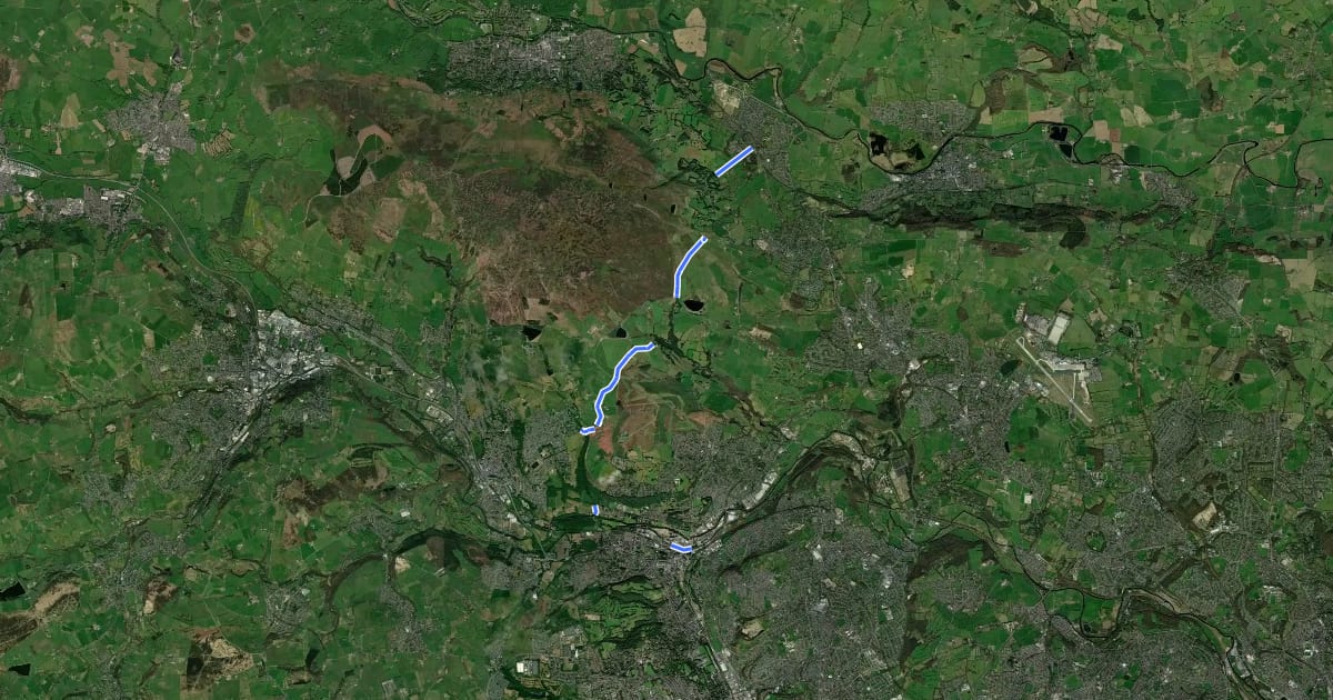 Маршрут Yorkshire Heritage Way на спутниковом снимке