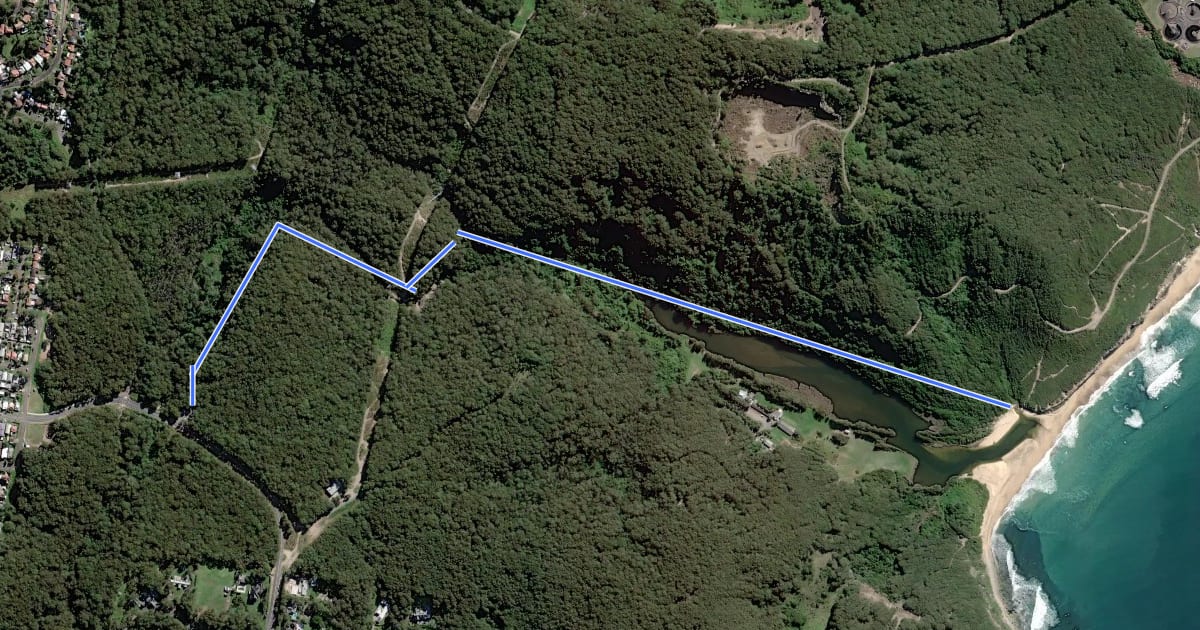 Маршрут Yuelarbah Walking Track на спутниковом снимке