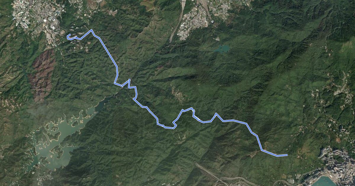 Маршрут 元荃古道 Yuen Tsuen Ancient Trail на спутниковом снимке