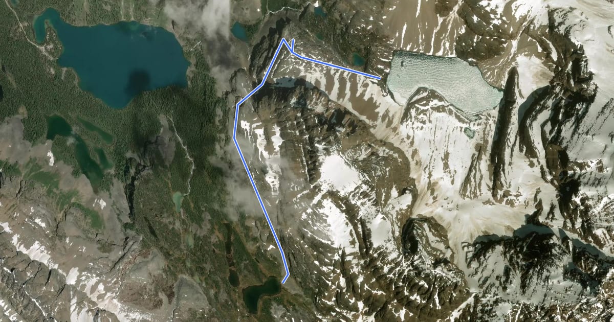 Маршрут Yukness Ledges Alpine Route на спутниковом снимке