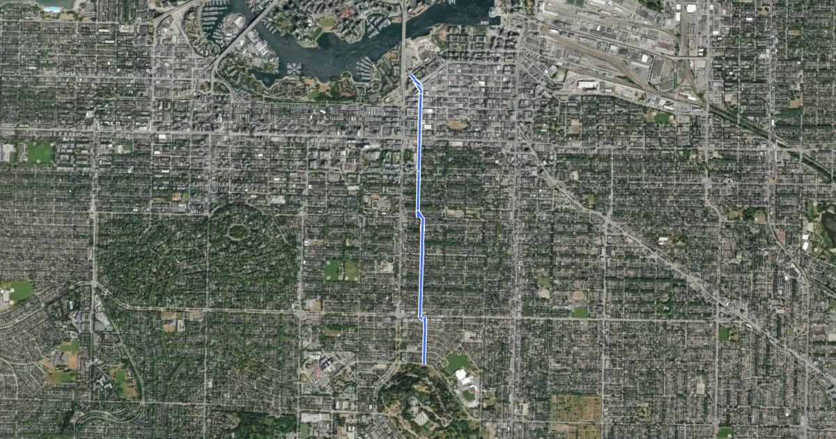 Маршрут Yukon Bikeway на спутниковом снимке