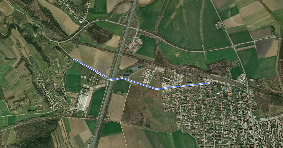 Маршрут Z■ (Bátaszék) на спутниковом снимке