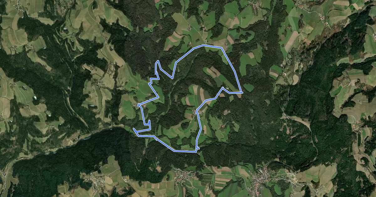 Маршрут Zöbersdorfwanderweg (Zöbersdorf - Gumpoldshof - Hosien - Mölterner Höhe - Saubichl - Kranzmühle - Rodlmühle) на спутниковом снимке