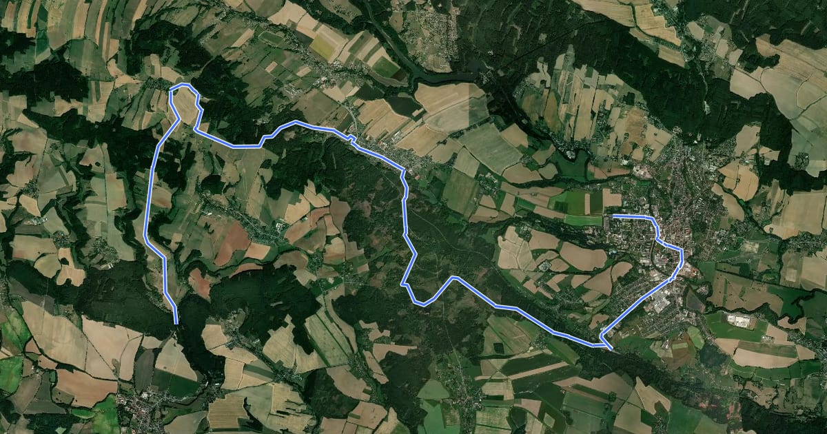 Маршрут [Z] Dvůr Králové nad Labem - Miletínské lázně на спутниковом снимке
