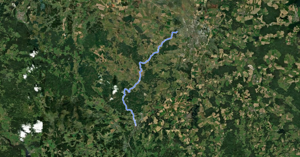 Маршрут [Z] Český Krumlov (zámek) - České Budějovice (Máj) на спутниковом снимке