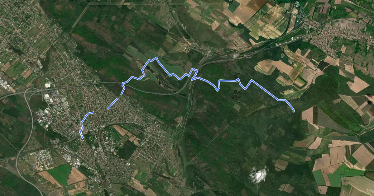 Маршрут Z (Gödöllő – Babatpuszta – Zöldház – Ménescsapás) на спутниковом снимке