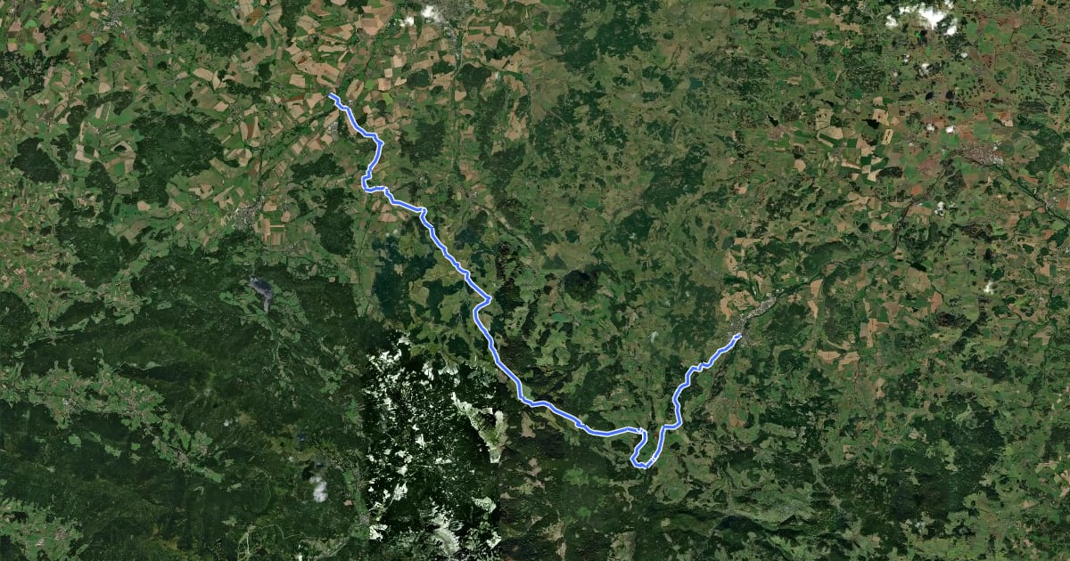 Маршрут [Z] Janovice nad Úhlavou - Sušice на спутниковом снимке