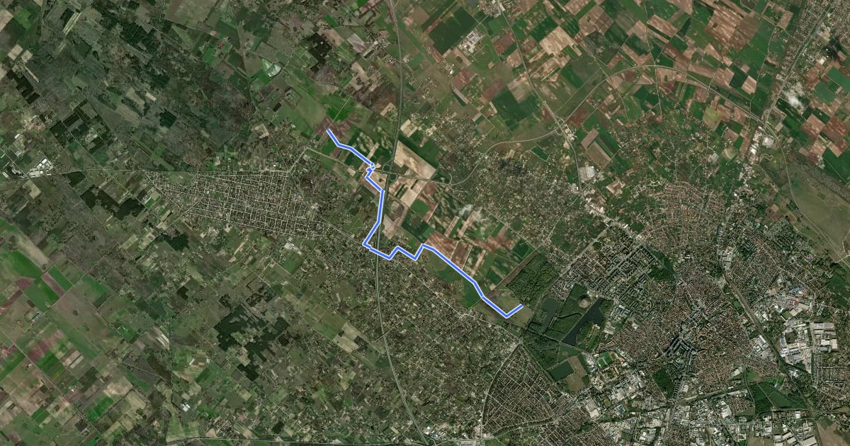Маршрут Z▙ (Kecskemét, Belsőnyír) на спутниковом снимке