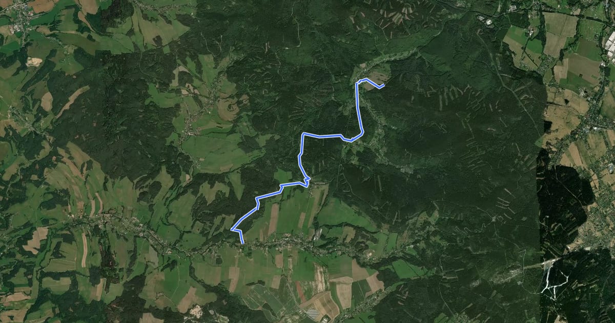 Маршрут [Z] Kryštofovo Údolí - Křižany (bus) на спутниковом снимке