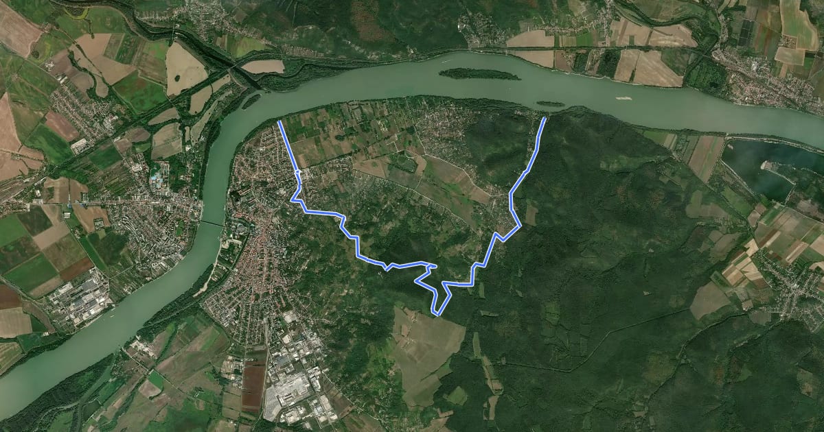 Маршрут zöld mtb (Esztergom - Vaskapu - Búbánatvölgy) на спутниковом снимке