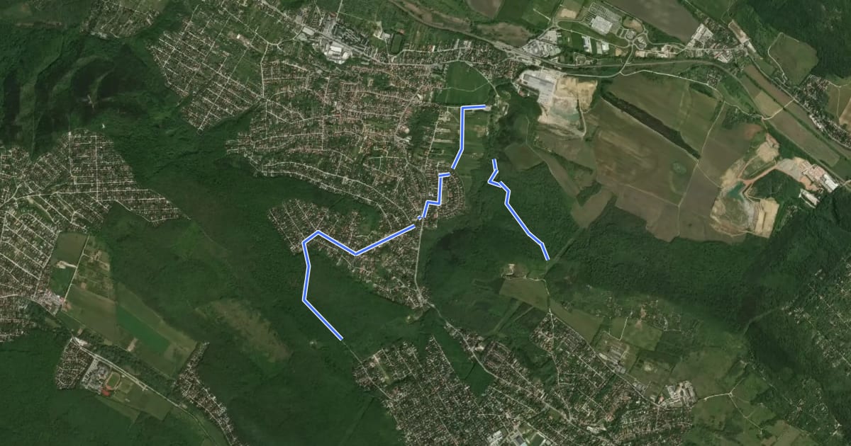 Маршрут Zöld MTB (Felső-Patak-hegy–Budaligetilis) на спутниковом снимке