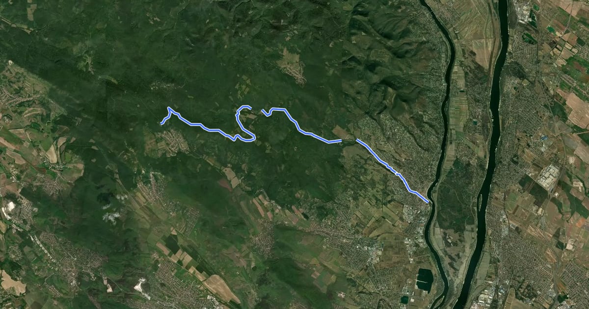 Маршрут zöld mtb (Szentendre - Lom-hegyi-nyereg - Kakas-hegy) на спутниковом снимке