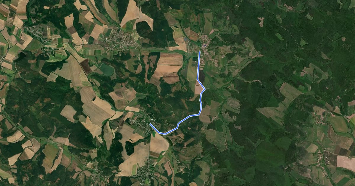 Маршрут Zöldút (Terény – Herencsény) на спутниковом снимке