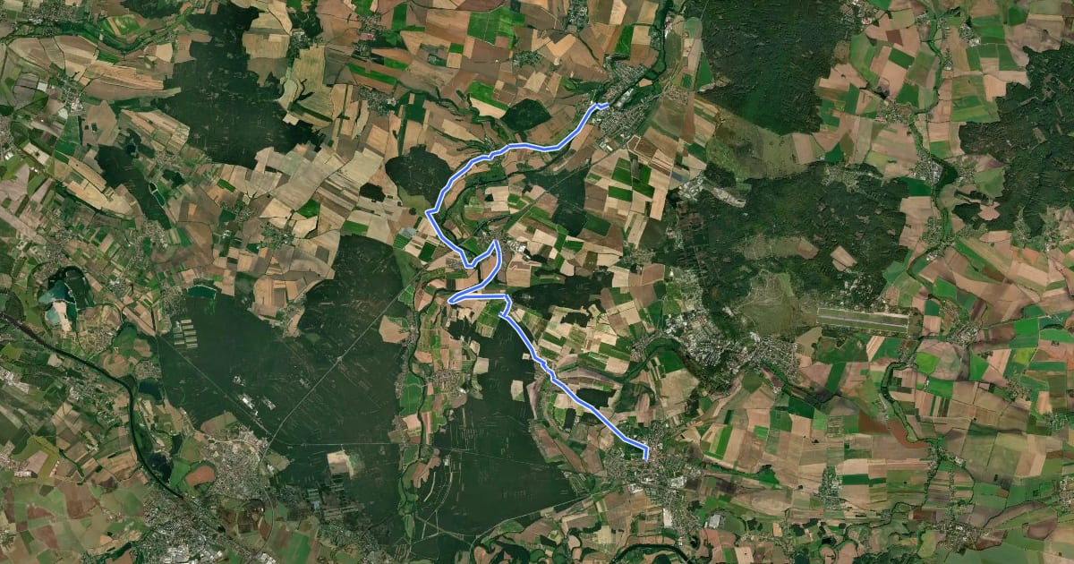 Маршрут [Z] Lysá nad Labem - Benátky nad Jizerou на спутниковом снимке