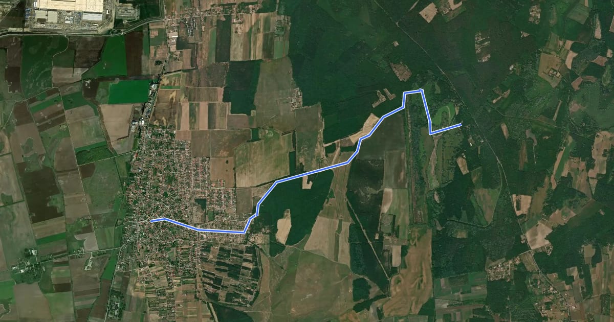 Маршрут Z (Mikepércs – Vekeri-tó pihenőközpont) на спутниковом снимке