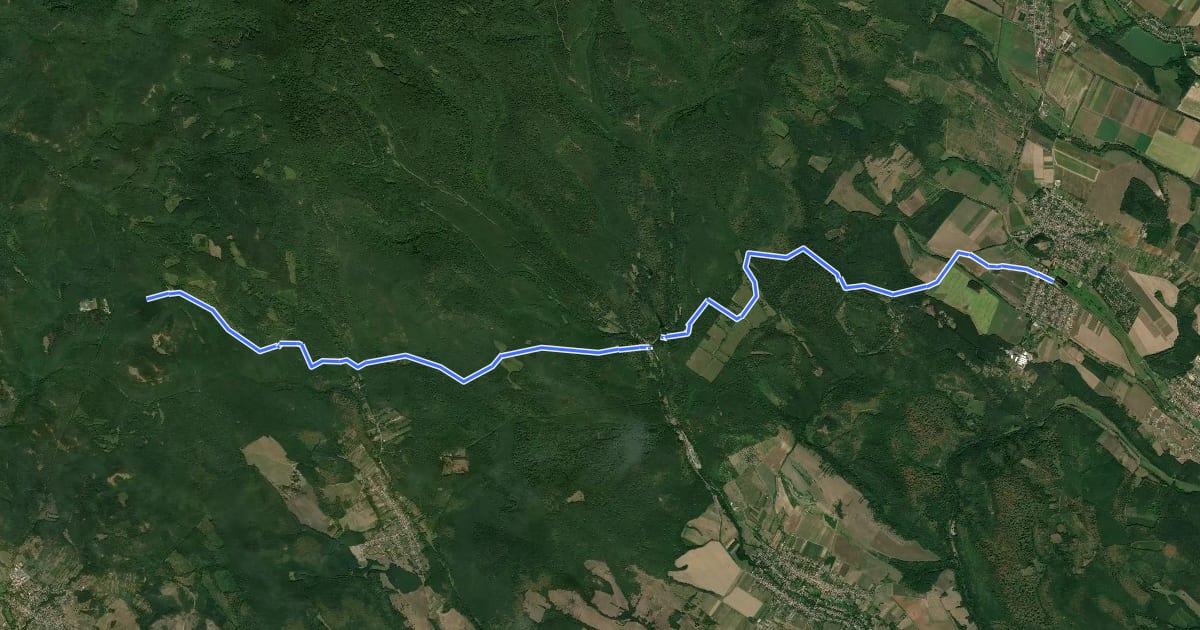 Маршрут Z (Nógrád – Kis-sas-hegy nyerge) на спутниковом снимке