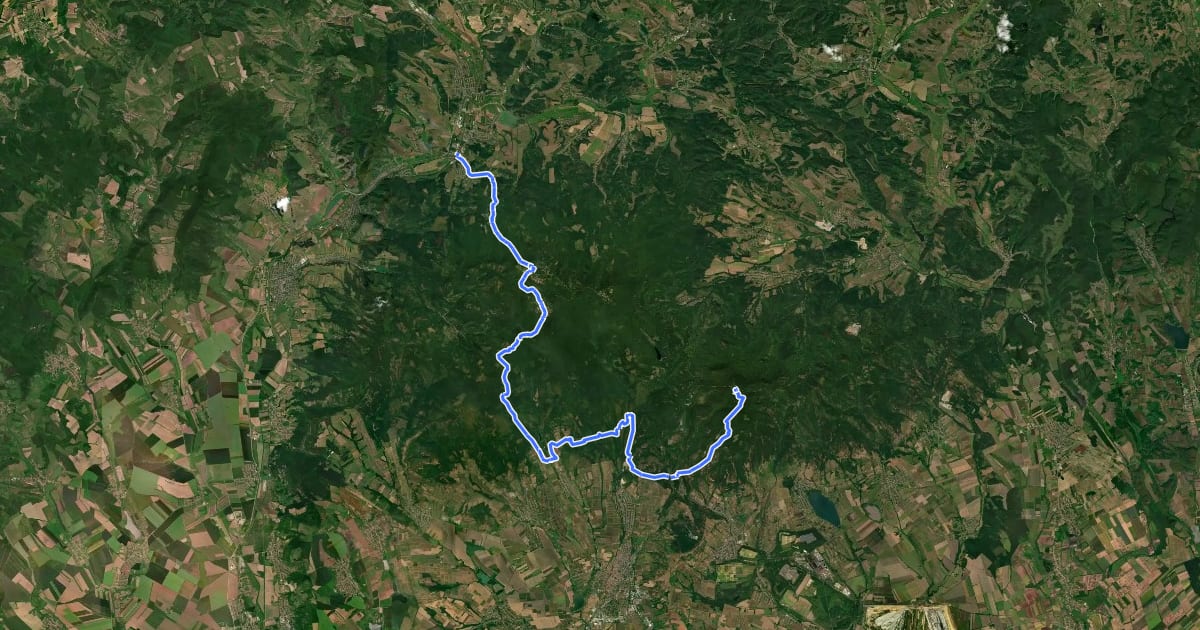 Маршрут Z (Nagybátony – Mátraszentistván – Mátrafüred – Kékes) на спутниковом снимке
