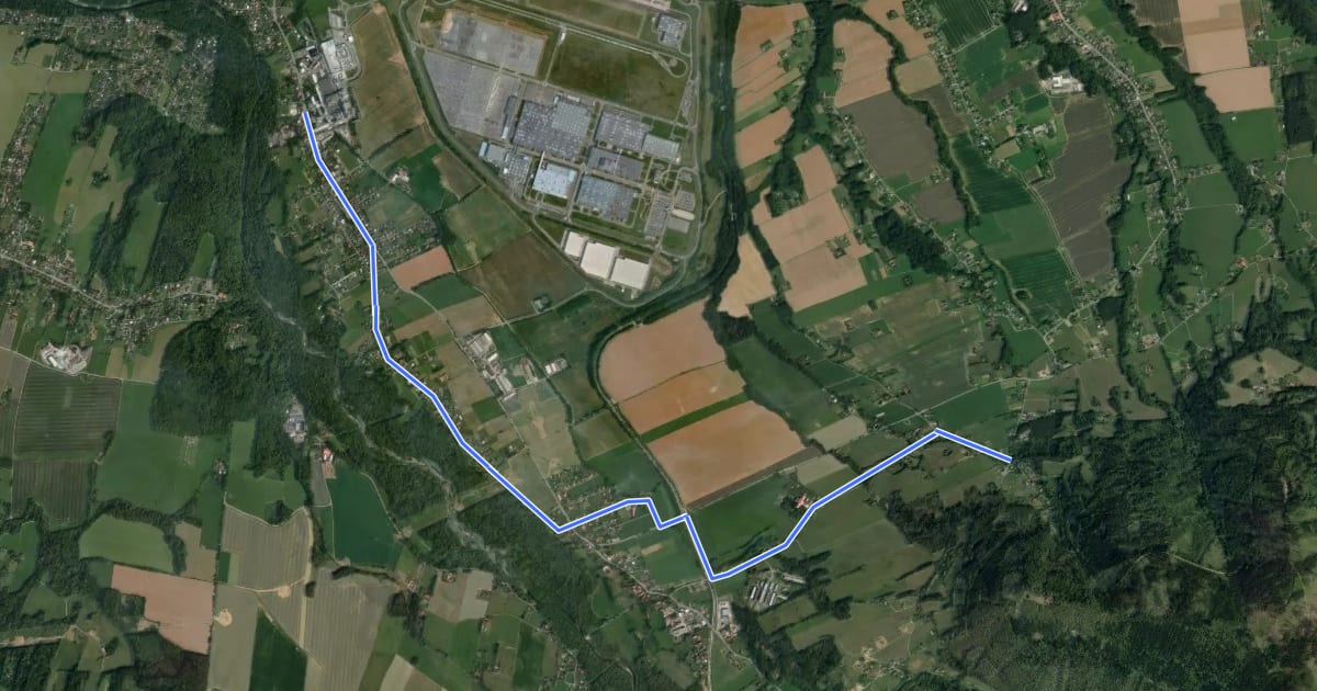 Маршрут [Z] Nošovice (pivovar, bus) - Kamenité (rozc.) на спутниковом снимке