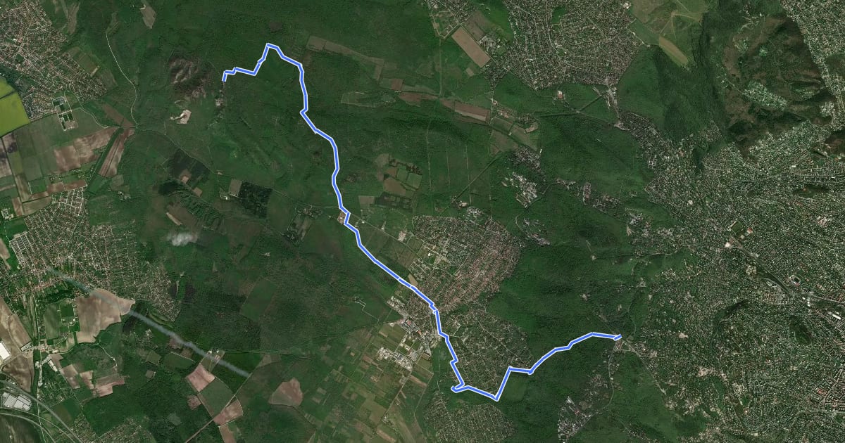 Маршрут Z+ (Normafa – Budakeszi – Fekete-hegyek, tisztás) на спутниковом снимке