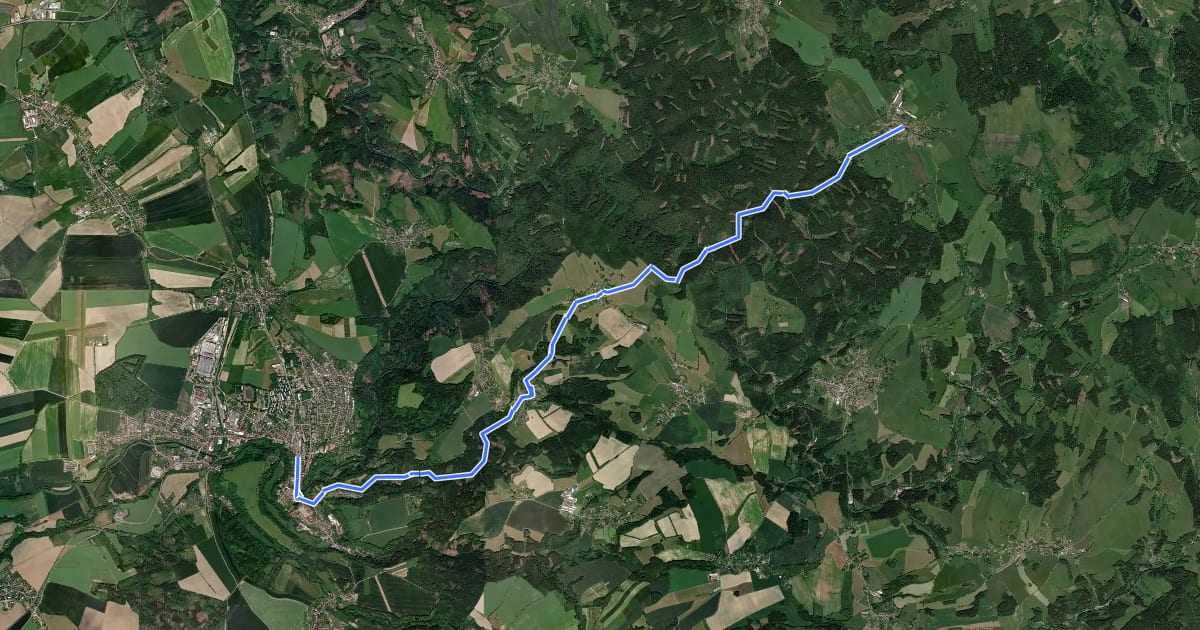 Маршрут [Z] Nové Město nad Metují - Borová на спутниковом снимке