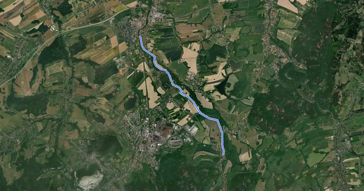Маршрут Z Poodří do Beskyd на спутниковом снимке