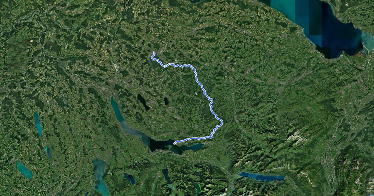 Маршрут Züri Oberland-Höhenweg на спутниковом снимке