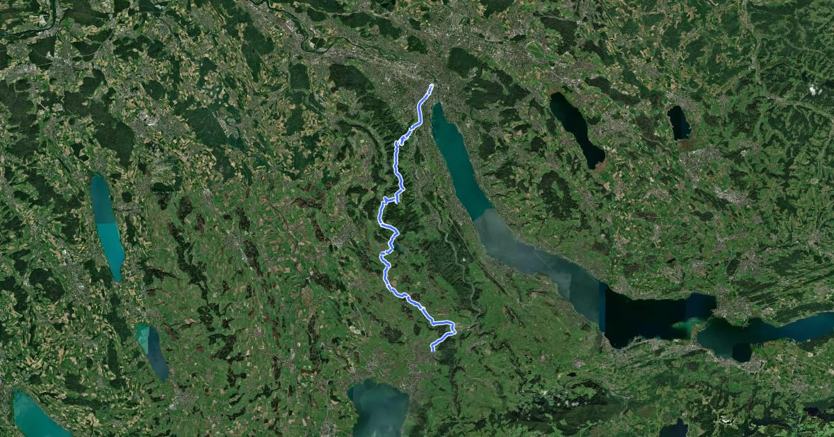 Маршрут Zürich-Einsiedeln Bike на спутниковом снимке