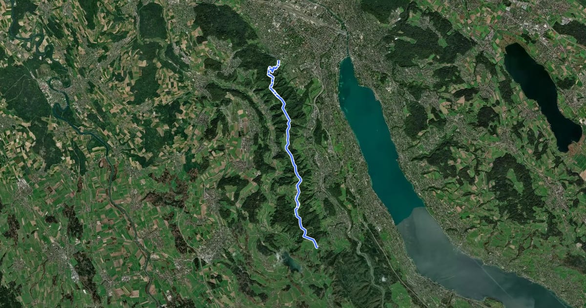 Маршрут Zürich-Zugerland-Panoramaweg - Etappe 1 на спутниковом снимке