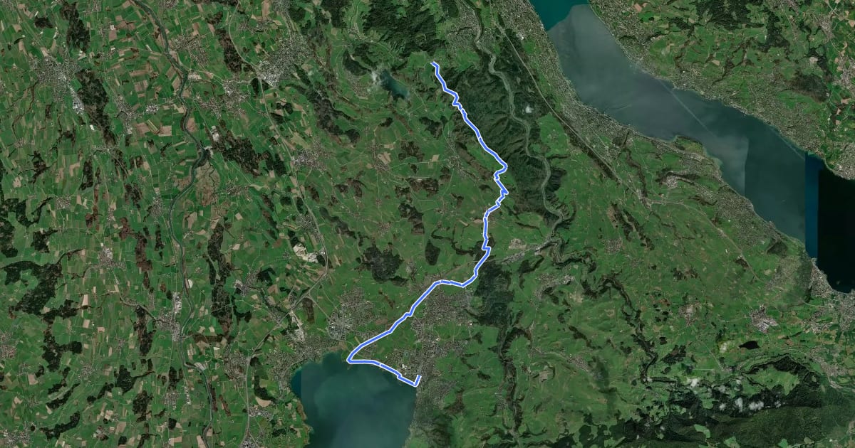 Маршрут Zürich-Zugerland-Panoramaweg - Etappe 2 на спутниковом снимке