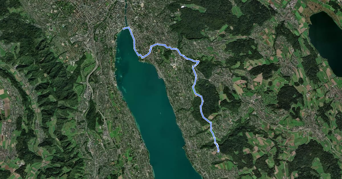 Маршрут Zürichsee Rundweg - Etappe 10 на спутниковом снимке