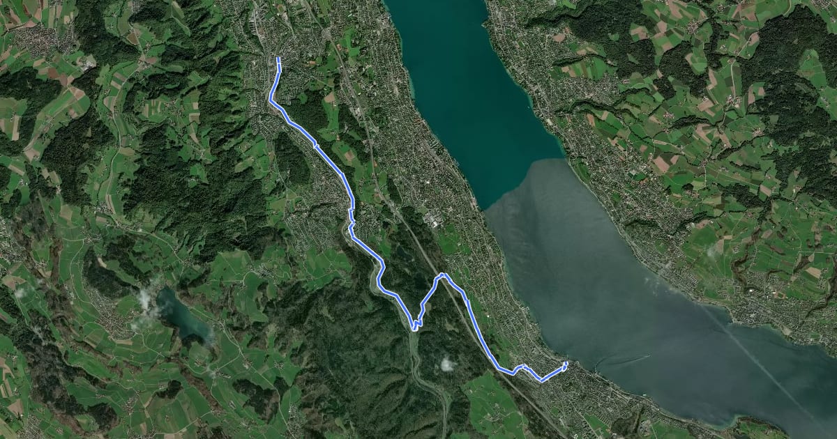 Маршрут Zürichsee Rundweg - Etappe 2 на спутниковом снимке