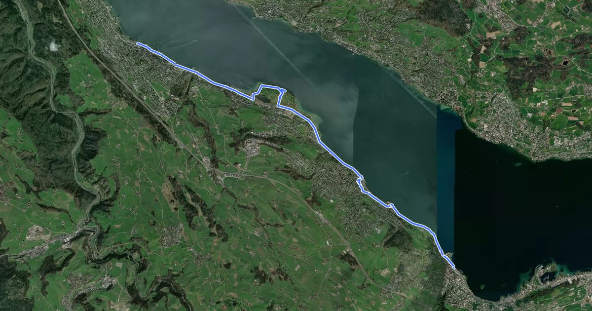 Маршрут Zürichsee Rundweg - Etappe 3 на спутниковом снимке