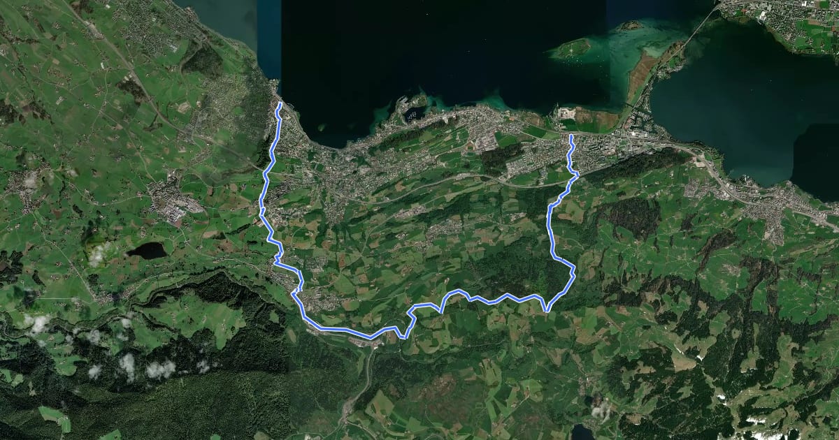 Маршрут Zürichsee Rundweg - Etappe 4 на спутниковом снимке